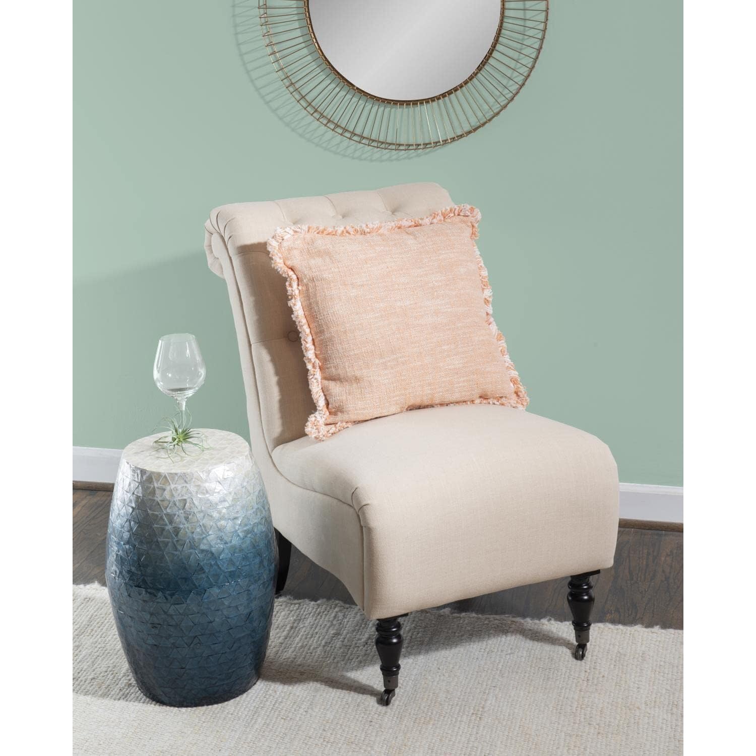 Blue Ombre Capiz Shell Drum Accent Table