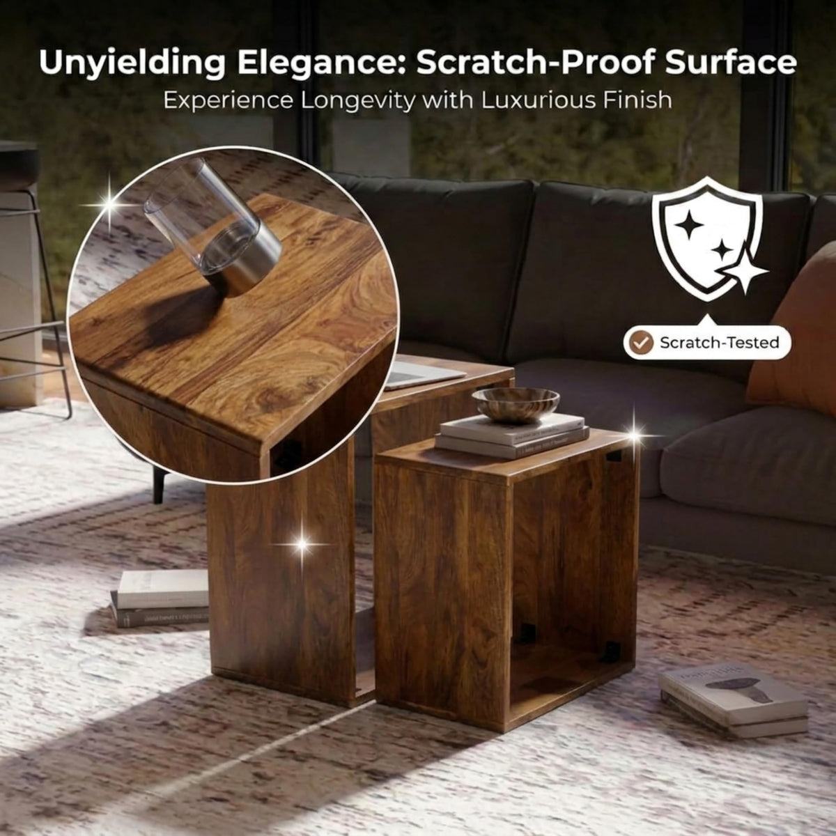 Solid Wood Nesting Tables, Set of 2