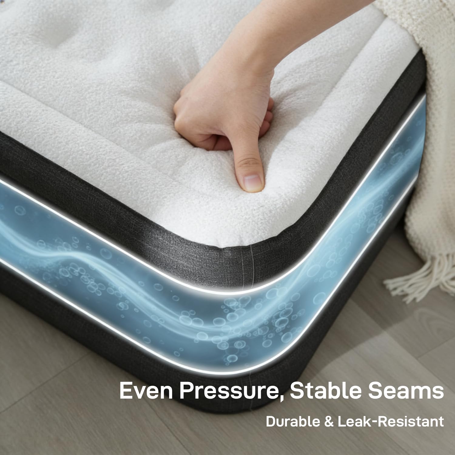 Queen Air Mattress with Built-In Pump – 18" Raised, 650 lbs Support