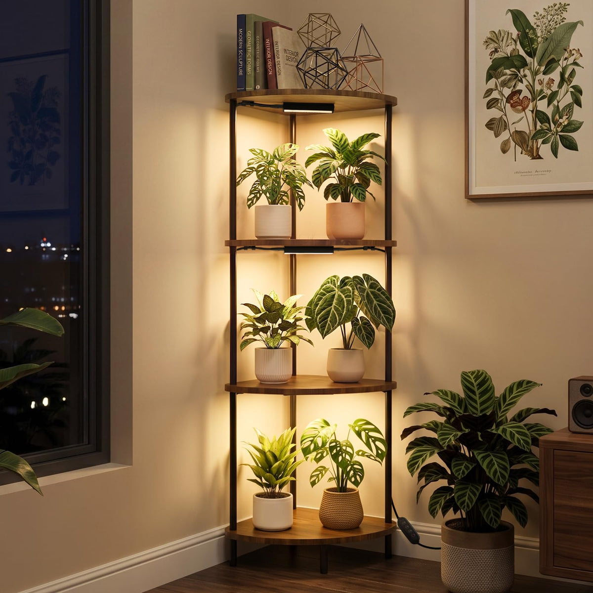 Barrina LS15 Corner Plant Stand with Grow Lights, 4-Tier, Full Spectrum