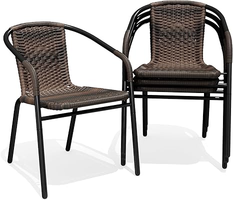 Outdoor Rattan Stackable Dining Chairs, Set of 4