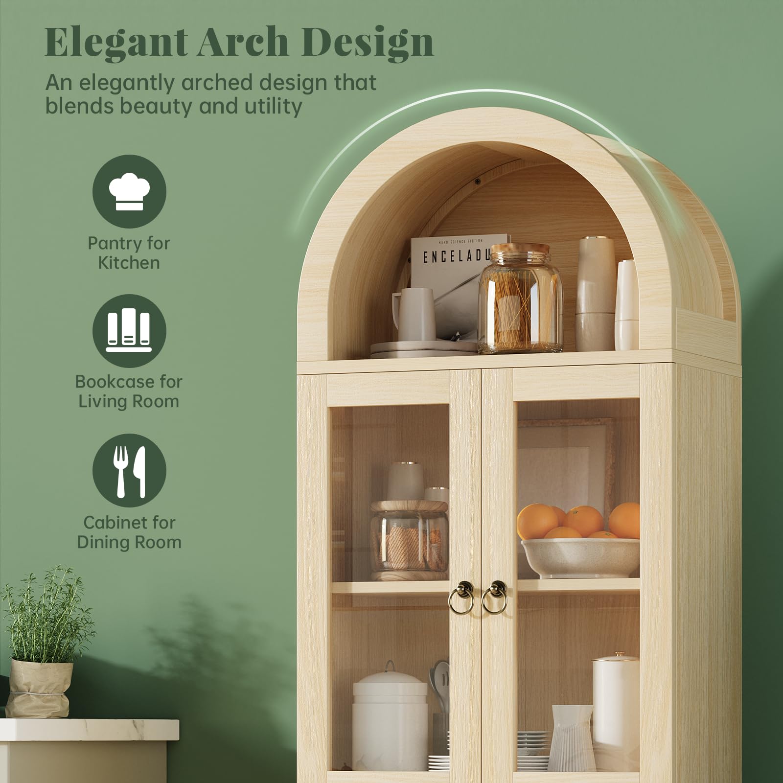 71" Arched Display Cabinet with Acrylic Doors