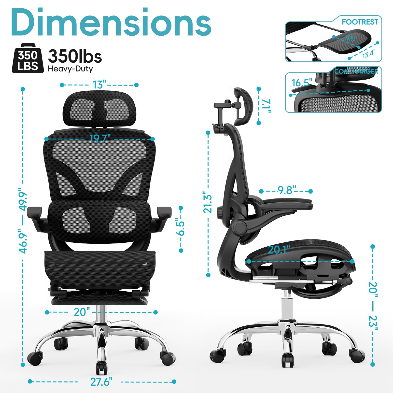 Ergonomic Mesh Office Chair with Lumbar Support & 3D Headrest