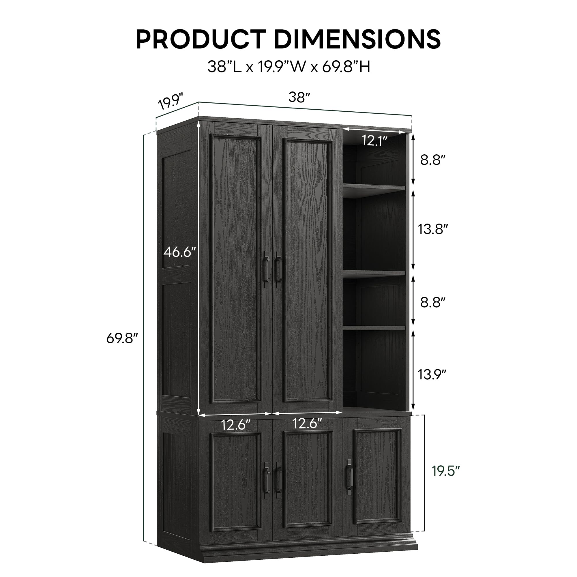 Large 5-Door Wardrobe with Shelves & Hanging Rod