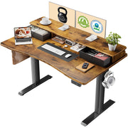 Electric Standing Desk with Storage Drawers & Monitor Shelf