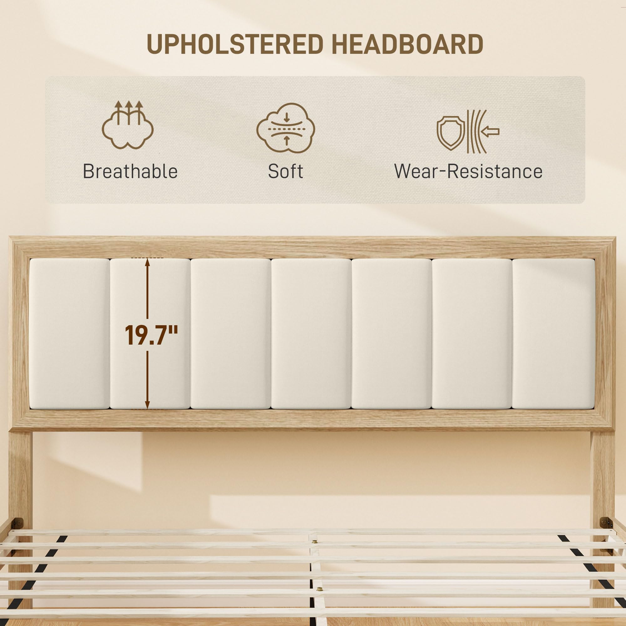Queen Size Upholstered Platform Bed Frame
