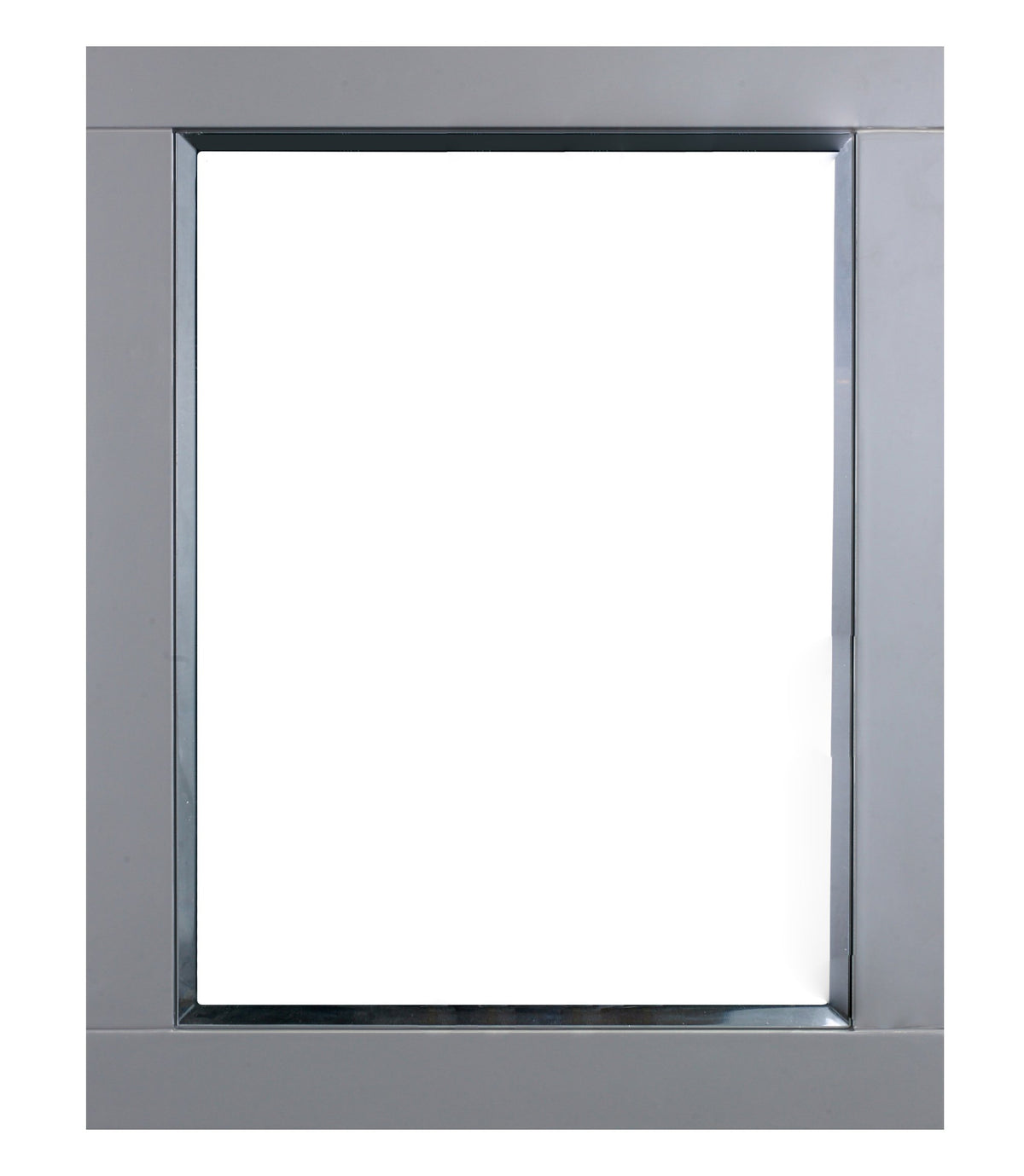 Gray Wood-Framed Bathroom Mirror