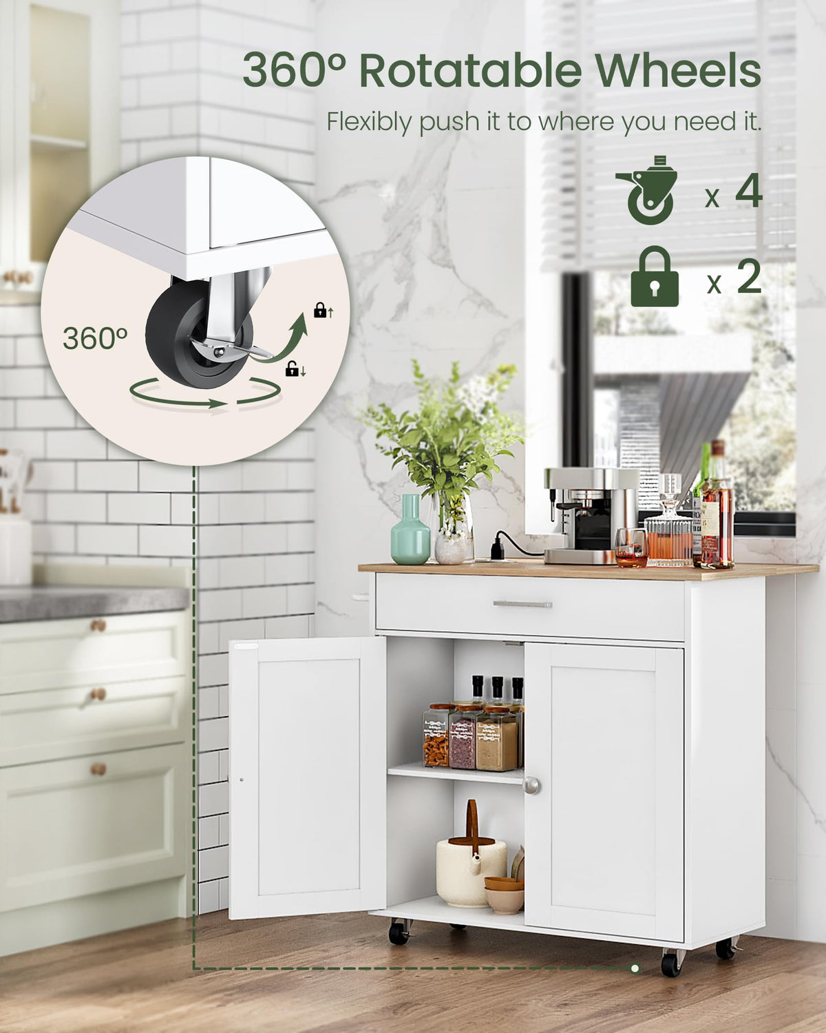 Drop-Leaf Rolling Kitchen Island