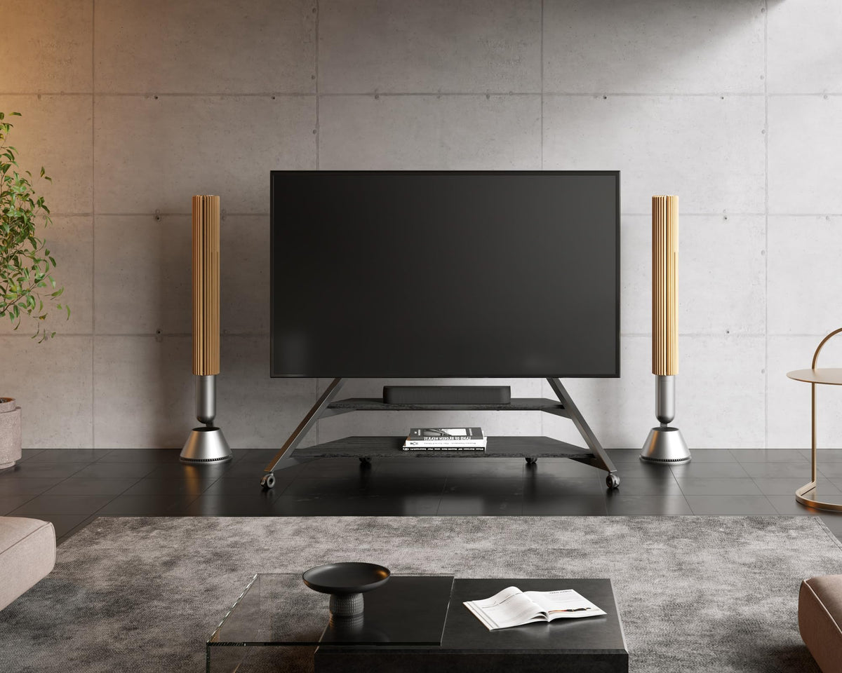 FITUEYES Rolling TV Floor Stand on Wheels for 75-100 Inch Large TVs, Black