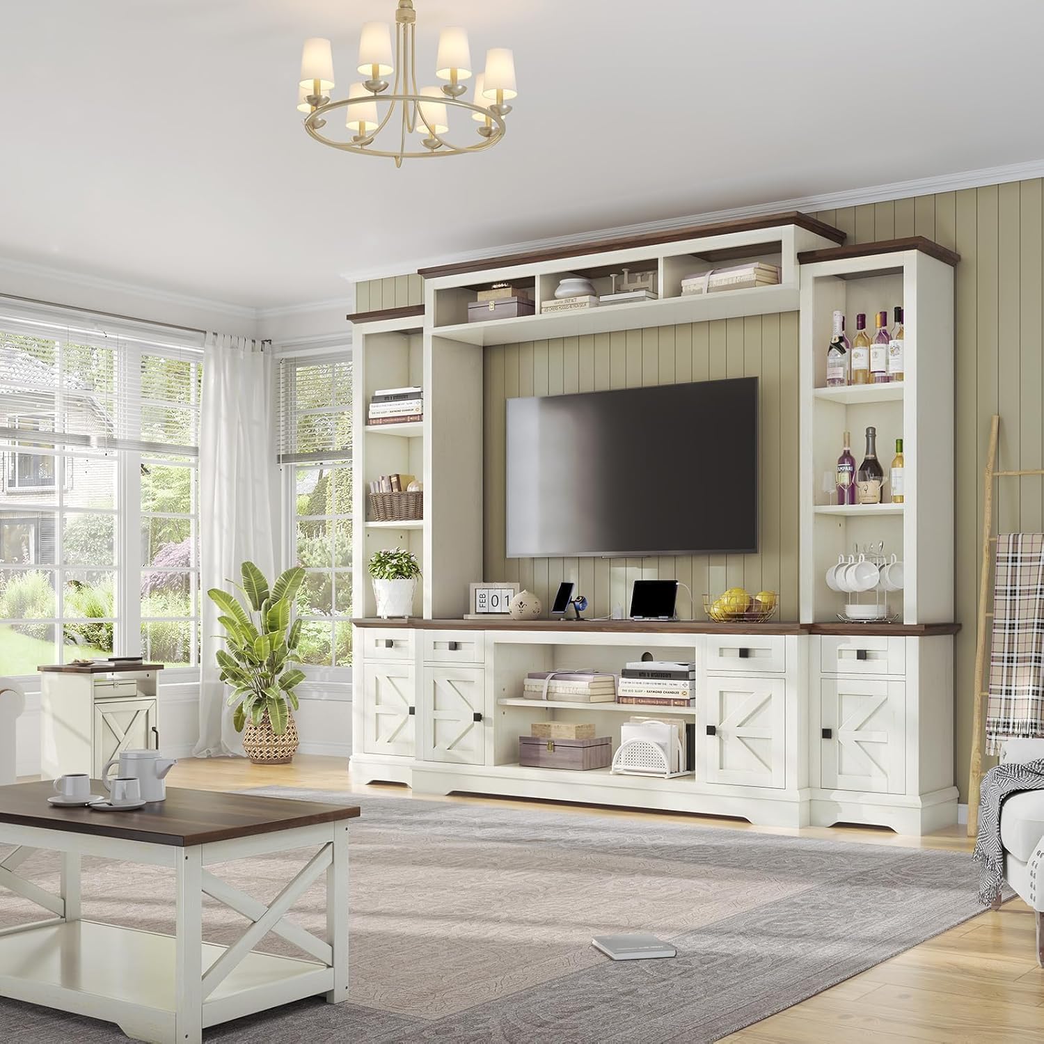98" Farmhouse Wall Unit Entertainment Center