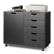 5-Drawer Mobile File Cabinet with Door & Printer Stand