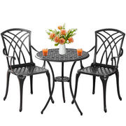 Withniture Outdoor 3 Piece Bistro Set Cast Aluminum Bistro Table and Chairs Set of 2, All Weather Bistro Patio Set, Patio Furniture for Garden Black