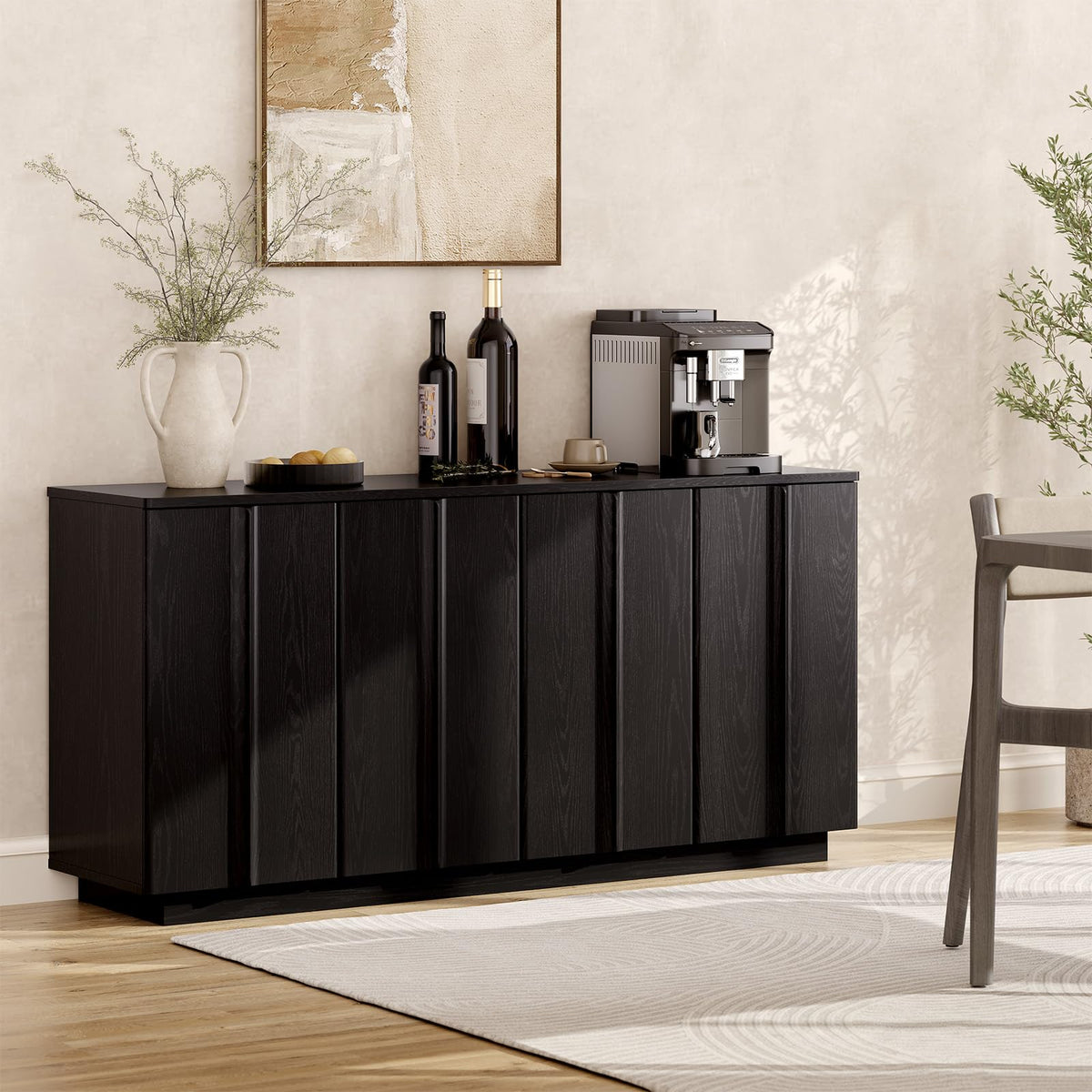 ONBRILL 61" Sideboard Buffet Cabinet with Storage Black