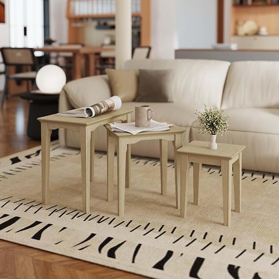 Solid Wood Nesting Tables, Set of 3