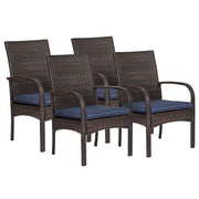 Outdoor Wicker Patio Dining Chairs with Padded Cushions