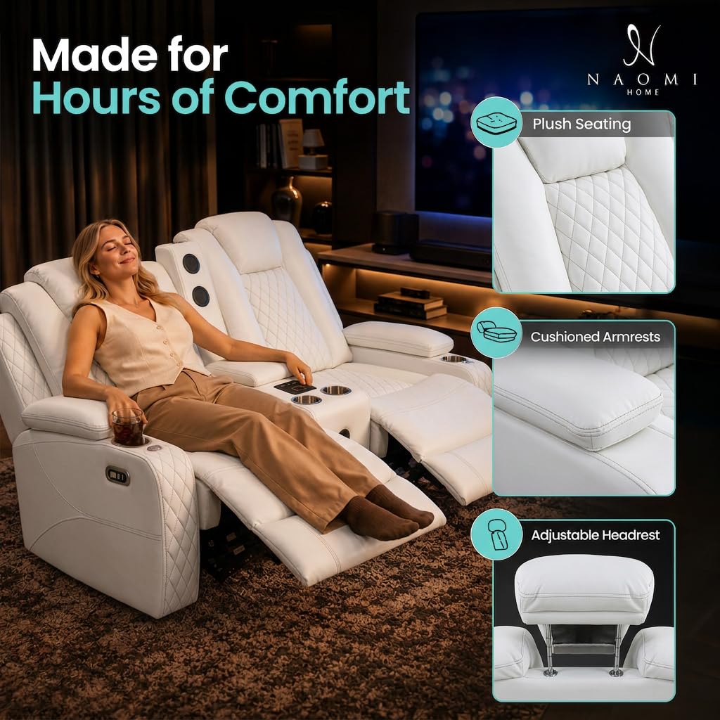 White Power Reclining Loveseat