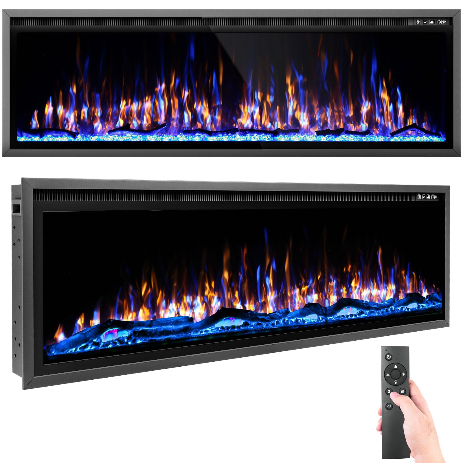 Wall-Mount Electric Fireplace with Remote Control