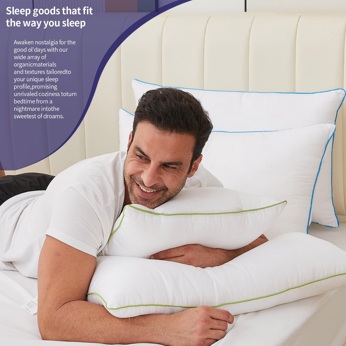 HKYLRAN Bed Pillows King Size Set of 2,for Sleeping,Down Alternative Fill