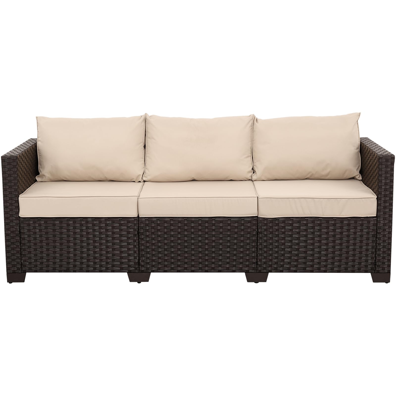 3-Seat Outdoor Wicker Sofa with Cushions