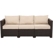 3-Seat Outdoor Wicker Sofa with Cushions