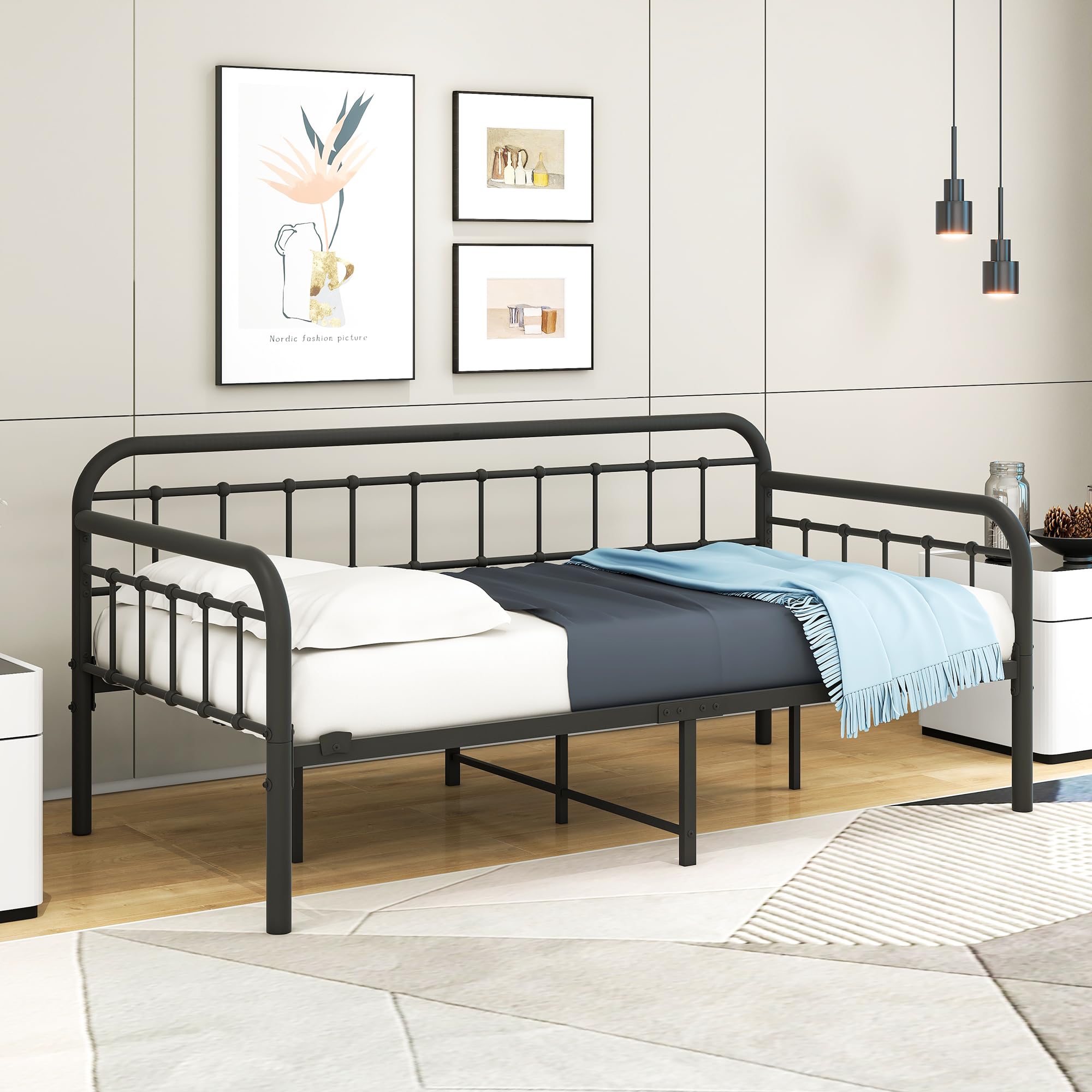 Twin Metal Daybed Frame with Heavy Duty Slats