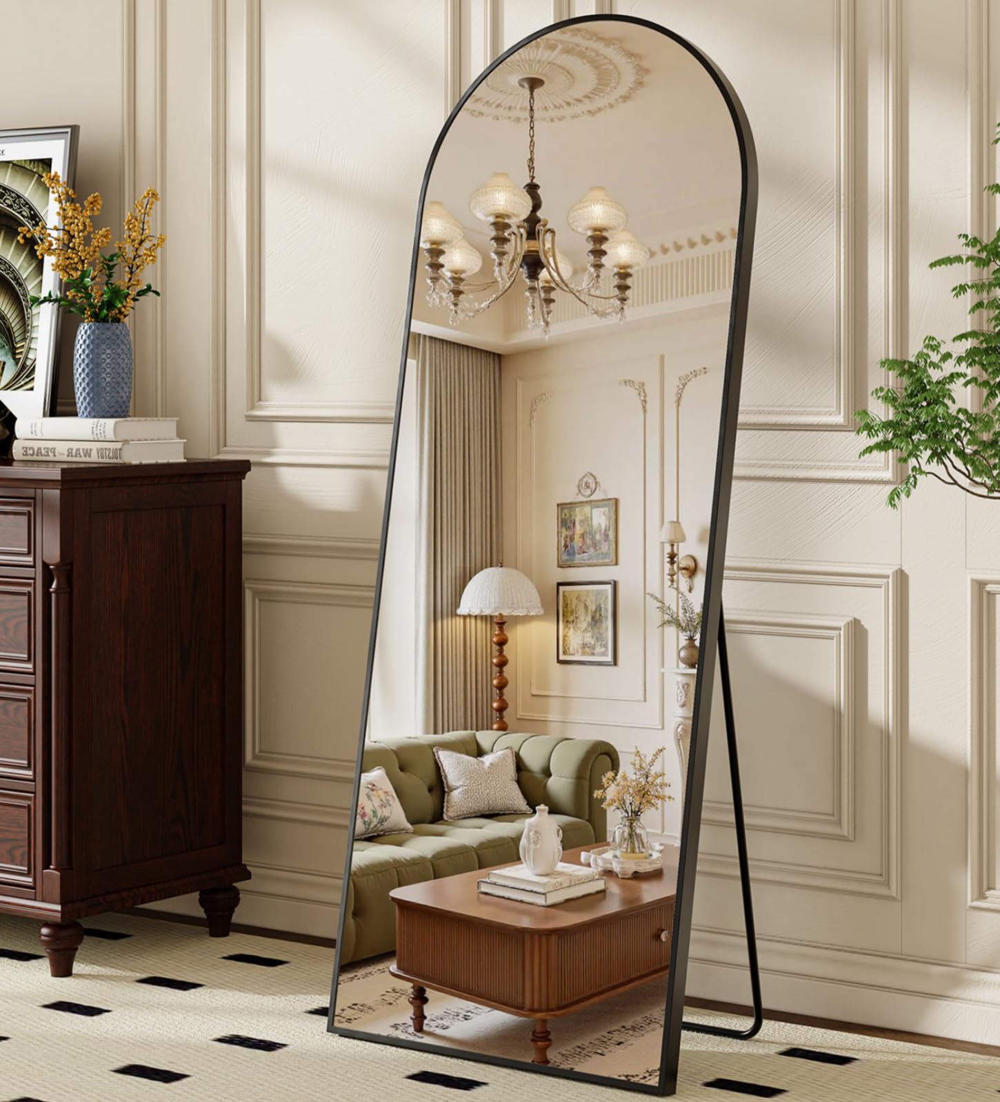 Arched Full Length Floor Mirror with Stand