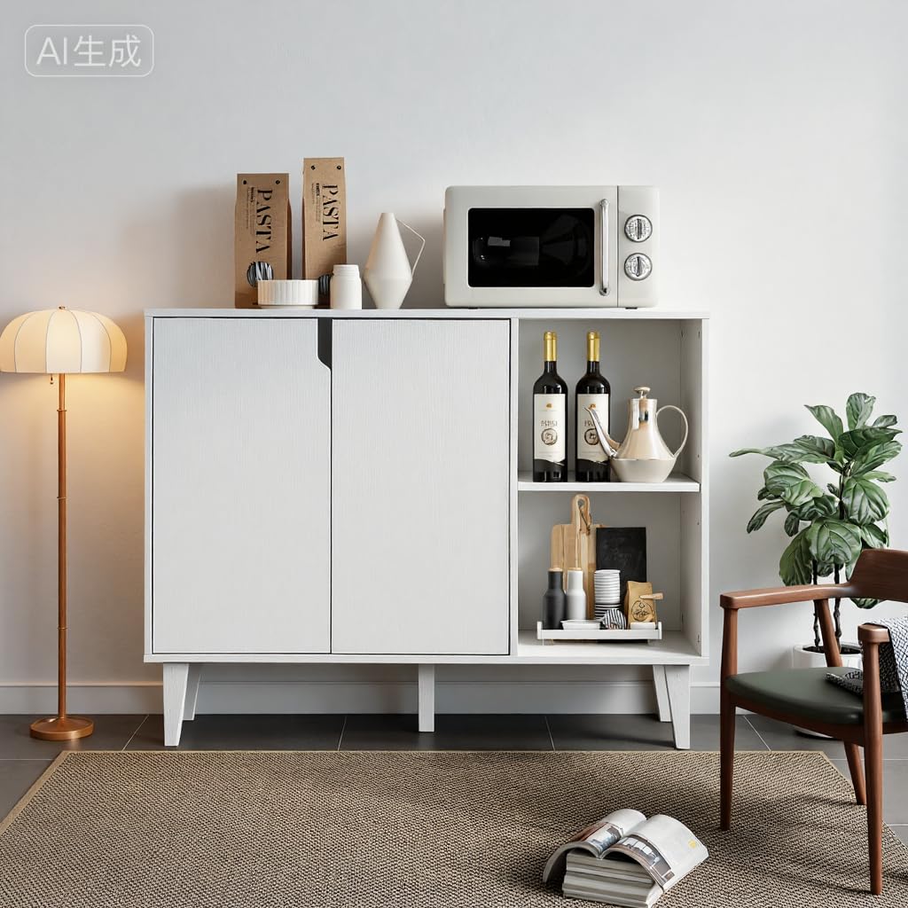 Buffet Cabinet with 2 Doors & 2 Shelves – White
