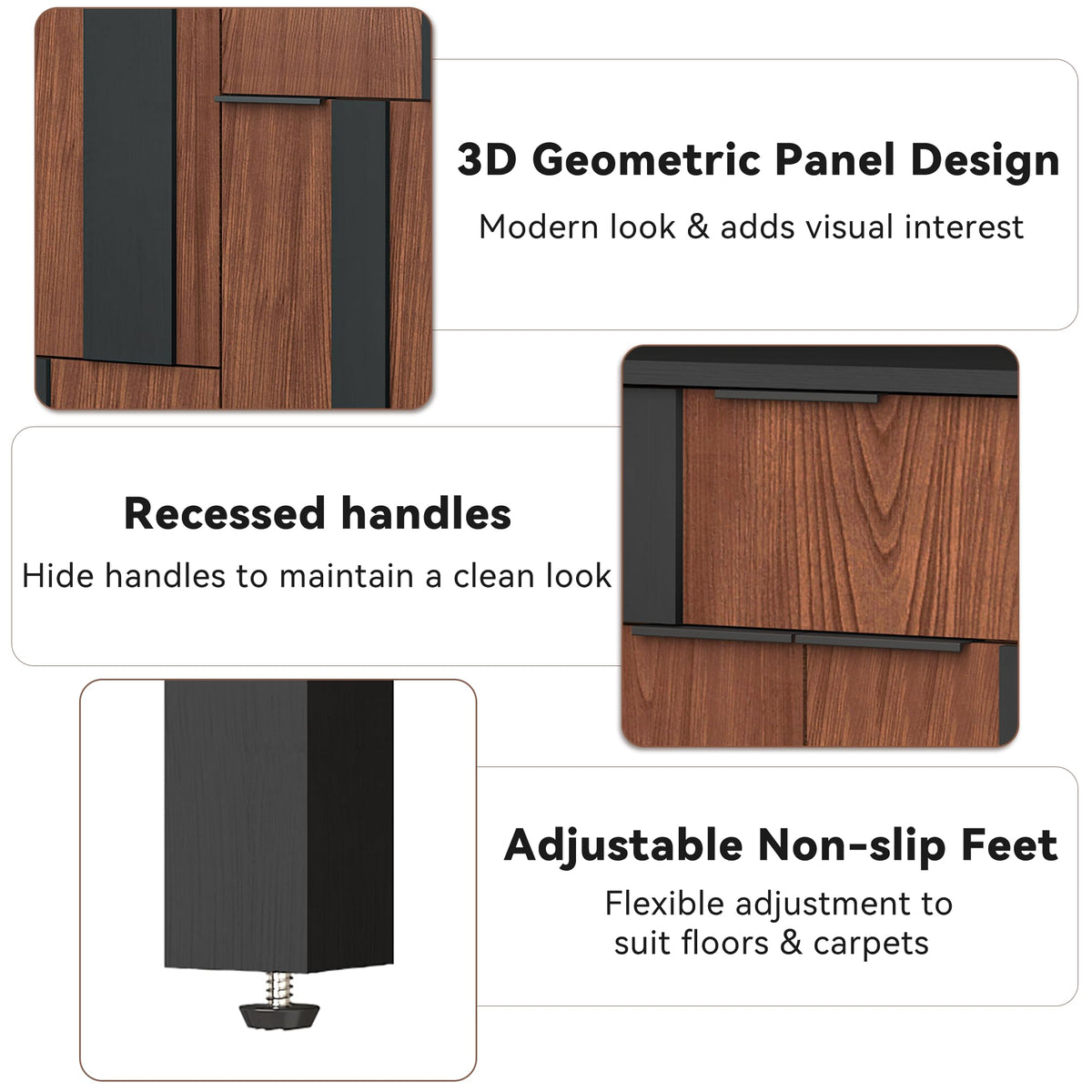 ZOSQUARE 54 Inch Wide Sideboard Buffet Cabinet with Storage, Walnut
