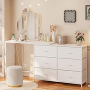 Corner Vanity Desk with 6 Drawers
