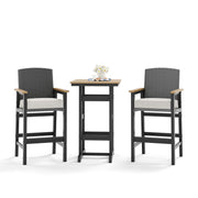 3-Piece Outdoor HDPE Bar Set with Wicker Stools