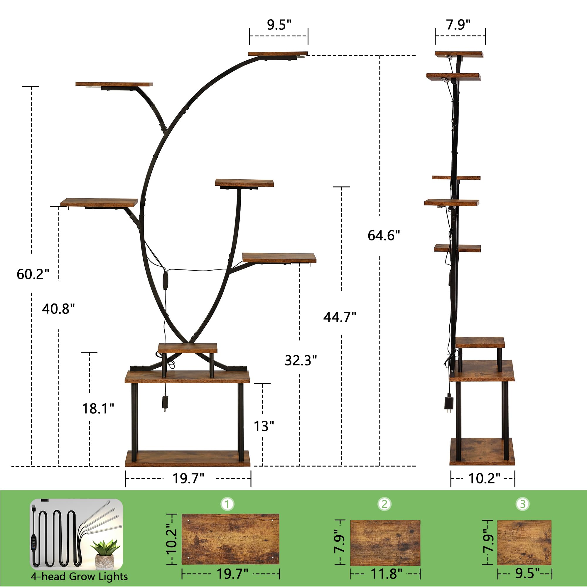 8-Tier Vertical Plant Stand with Grow Lights