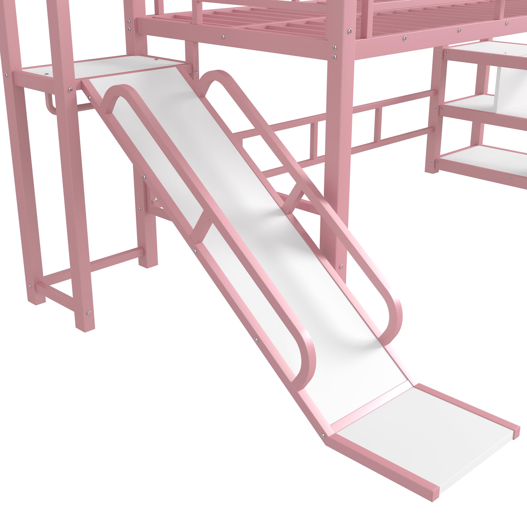 Twin Size Loft Bed with Slide & Storage Stairs