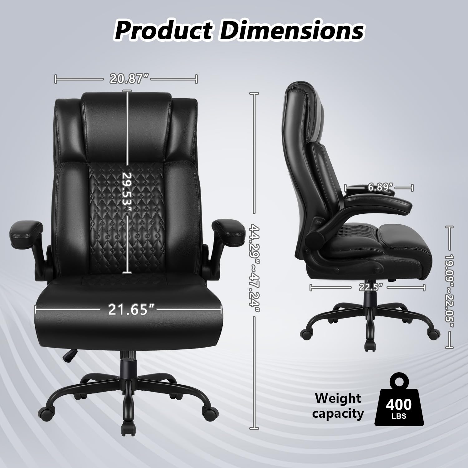 Big & Tall High Back Office Chair with Flip-Up Armrests & Lumbar Support