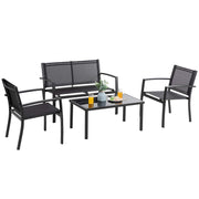 4-Piece Patio Conversation Set with Glass Coffee Table