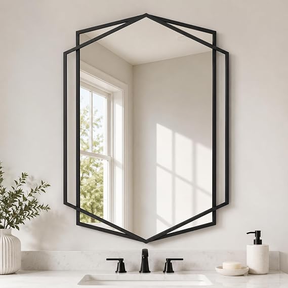 Matte Gold Hexagon Wall Mirror