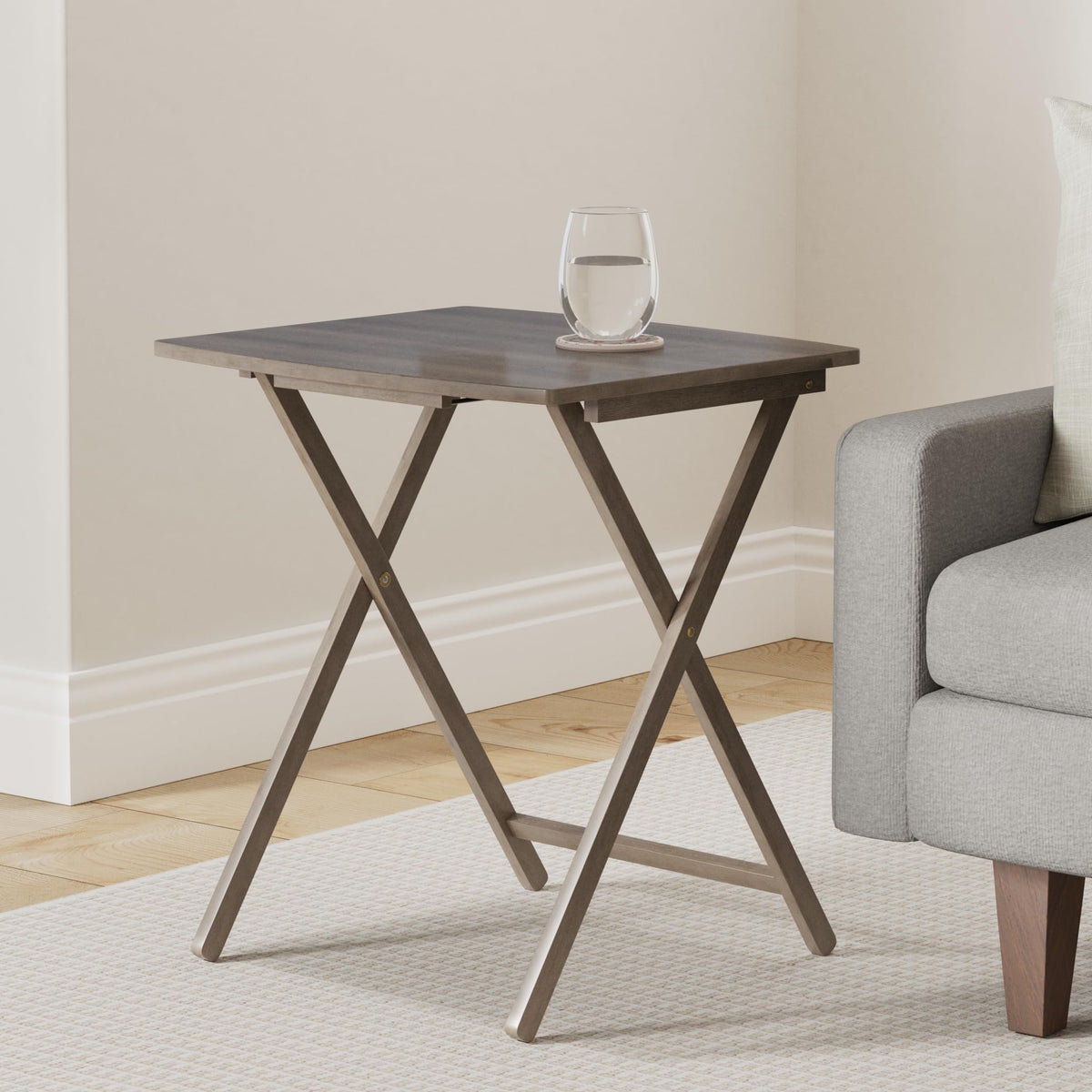 5pc XL Oversized Tray Table Set, Rustic Grey