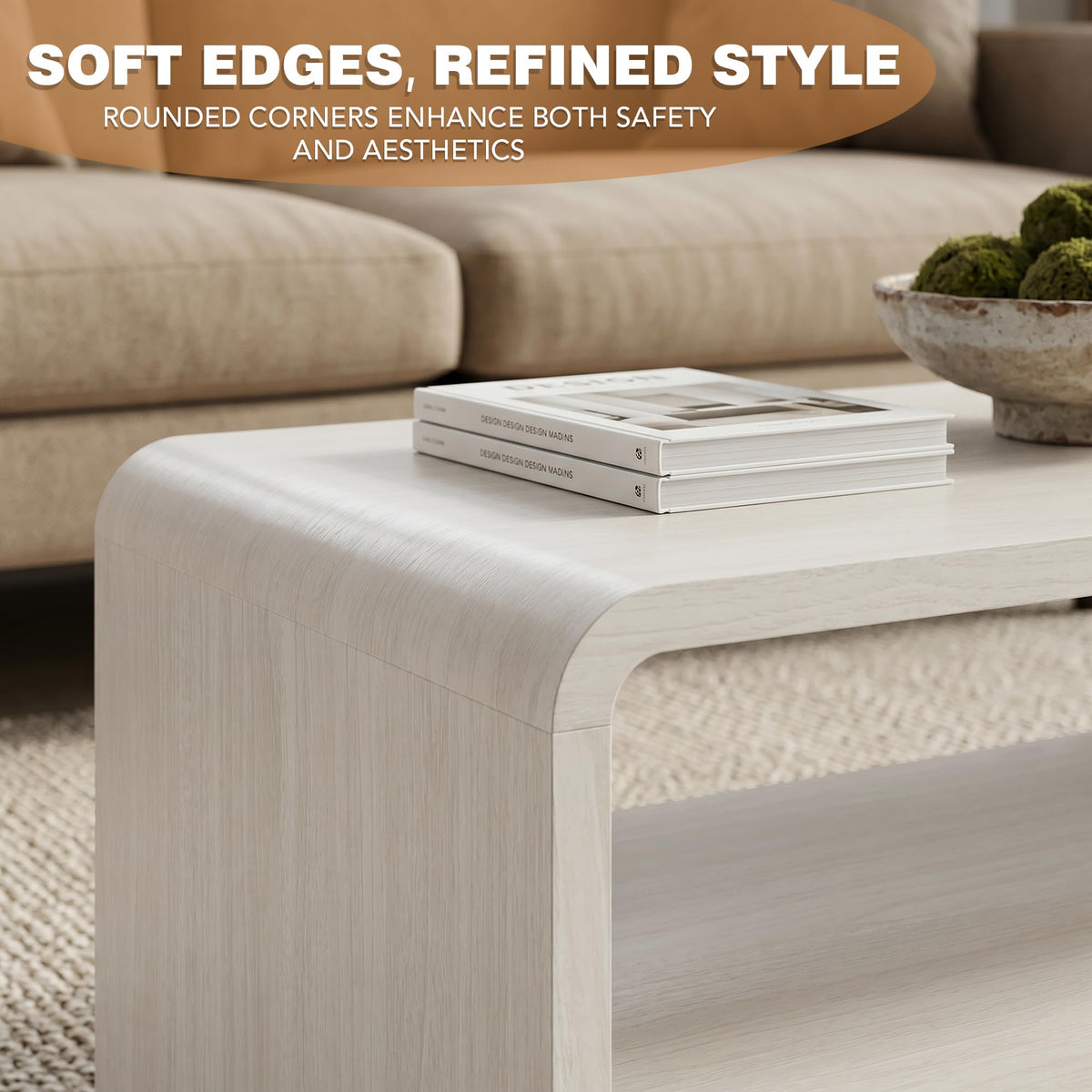Curved Coffee Table with Storage