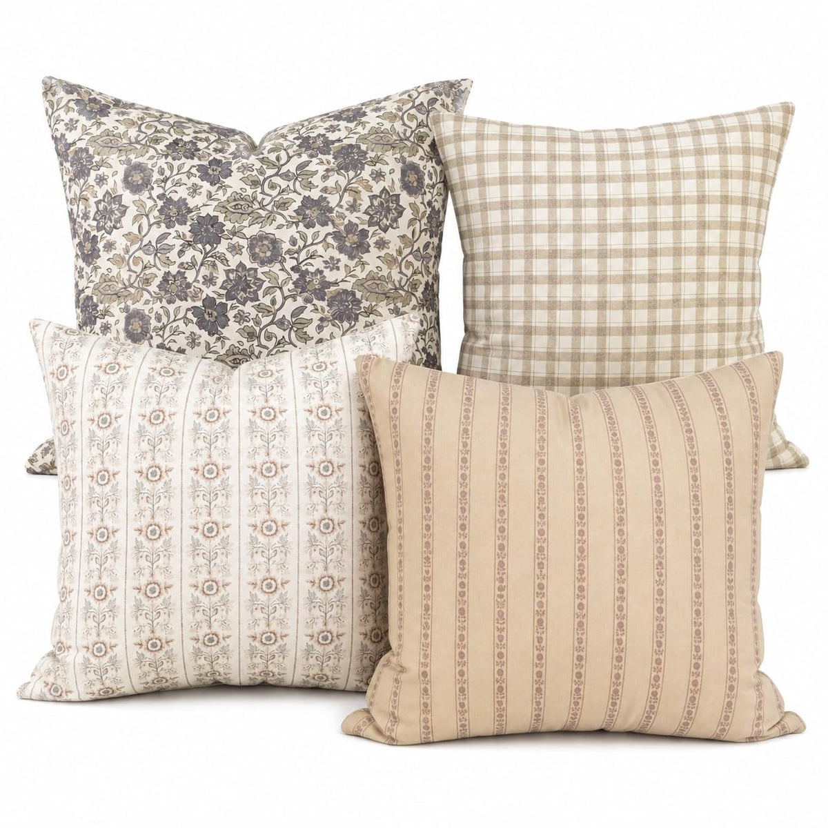 Cotton Throw Pillow Covers, Set of 4