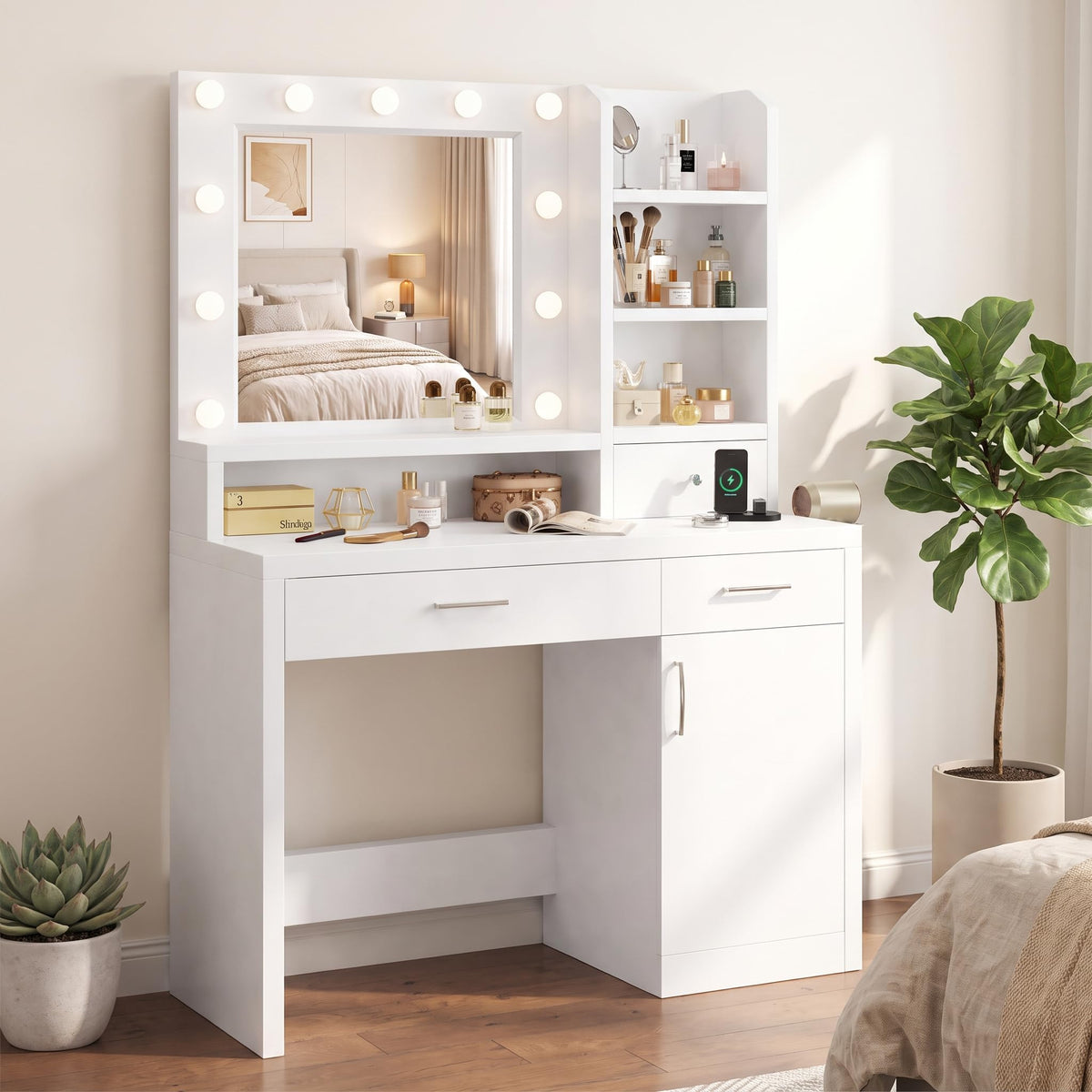 White LED Makeup Vanity Desk