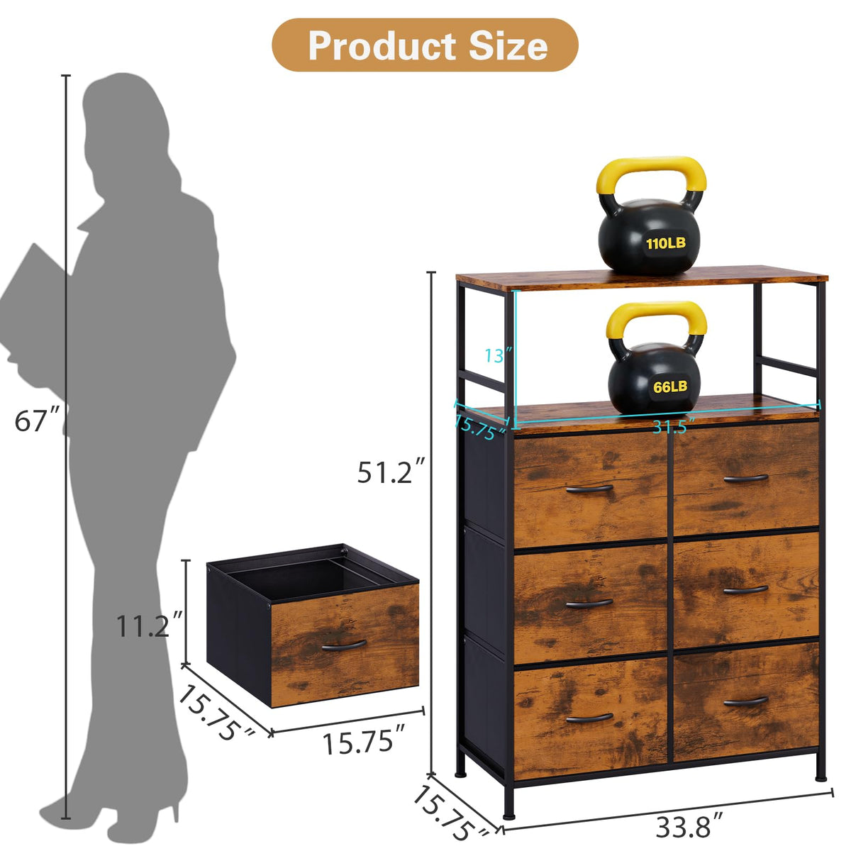 6-Drawer Rolling File Cabinet