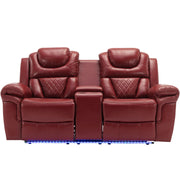 Manual Recliner Loveseat with LED Light Strip
