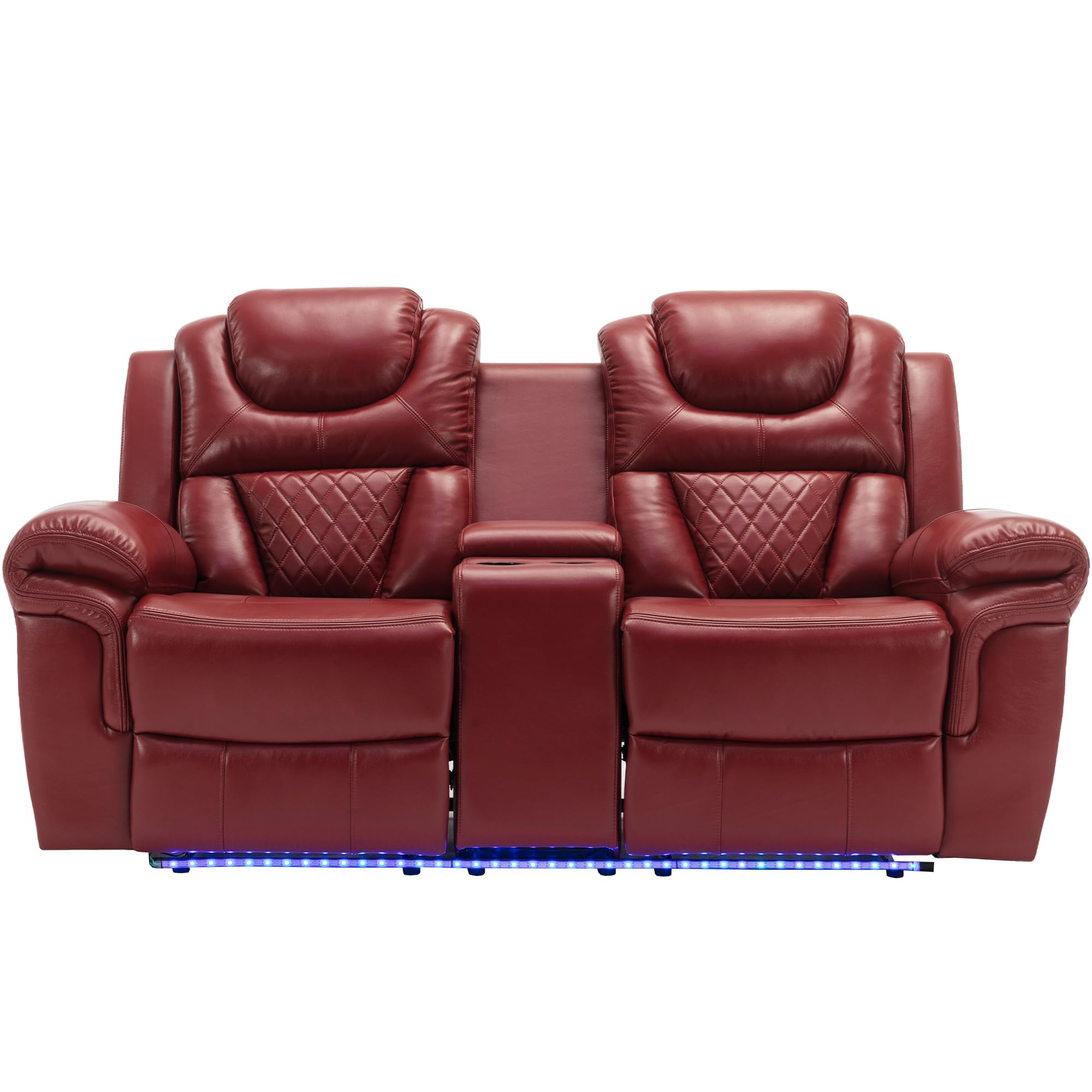 Manual Recliner Loveseat with LED Light Strip