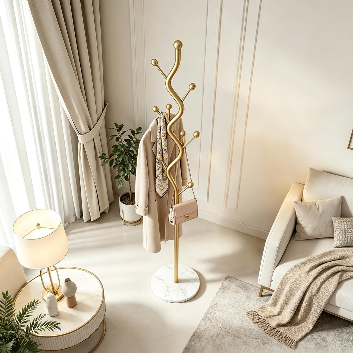 Gold Tree Coat Rack
