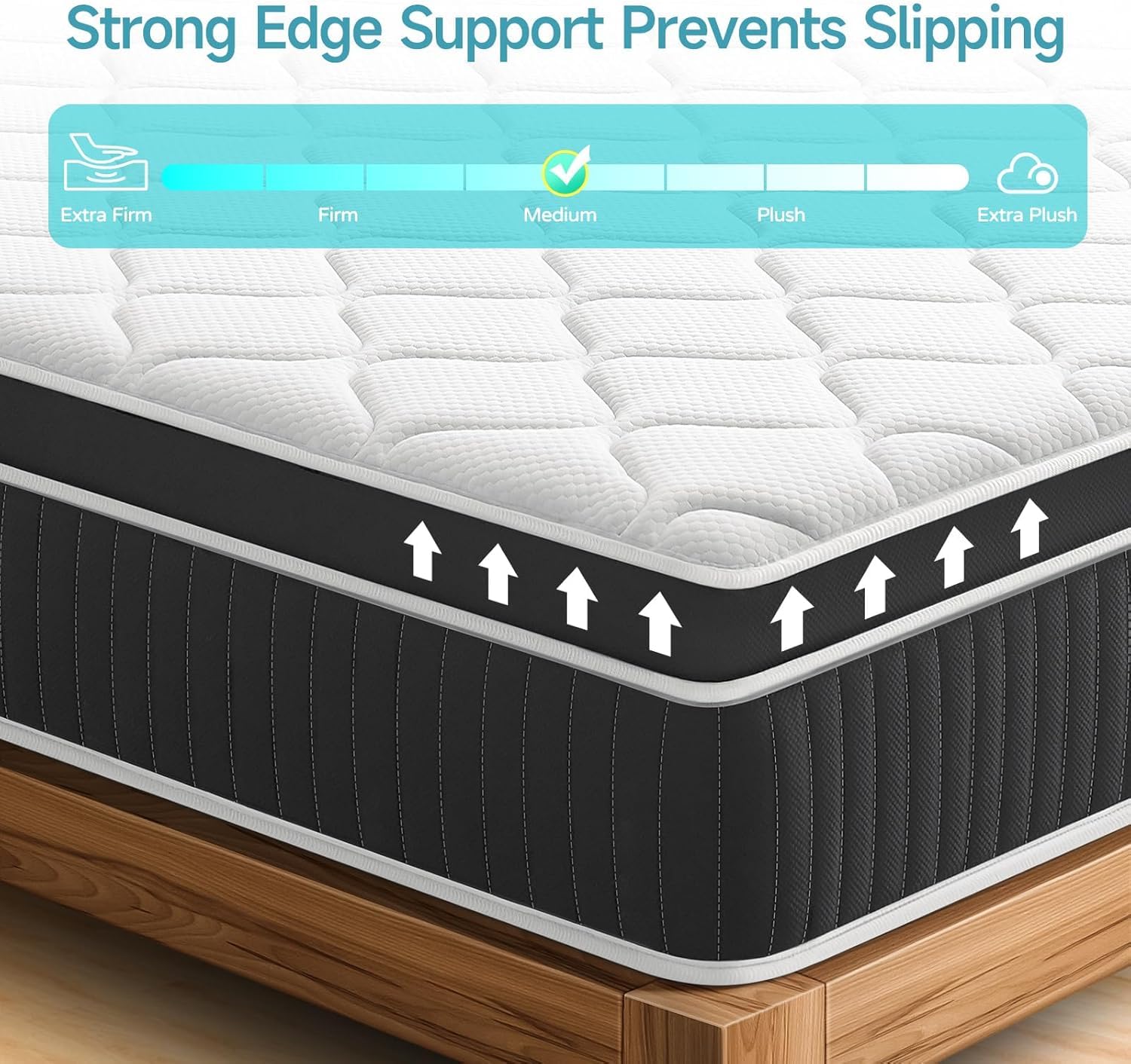 QUENSIYE Full Mattress, 14 Inch Ultra Comfort Hybrid Mattresses Queen Size, Foam with Independent Pocket Springs Mattress in a Box Pressure Relief & Supportive, Medium Firm