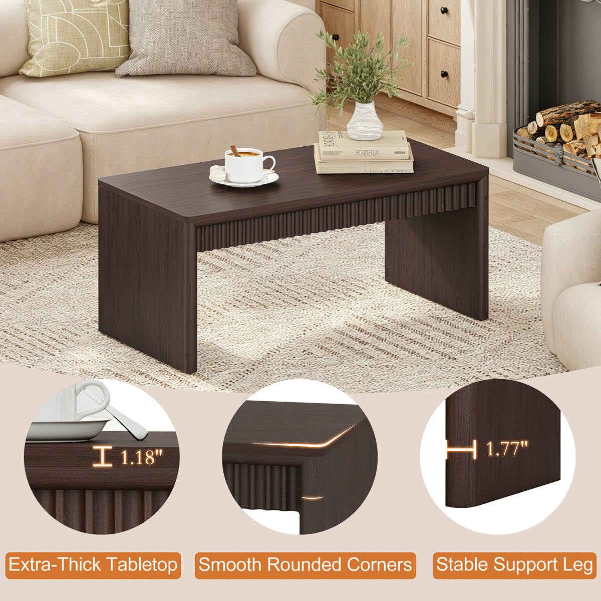 Walnut Brown Fluted Coffee Table