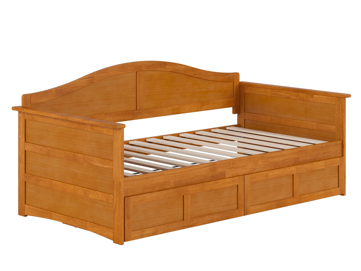 AFI, Acadia Twin Wood Daybed with 2 Storage Drawers, Light Toffee