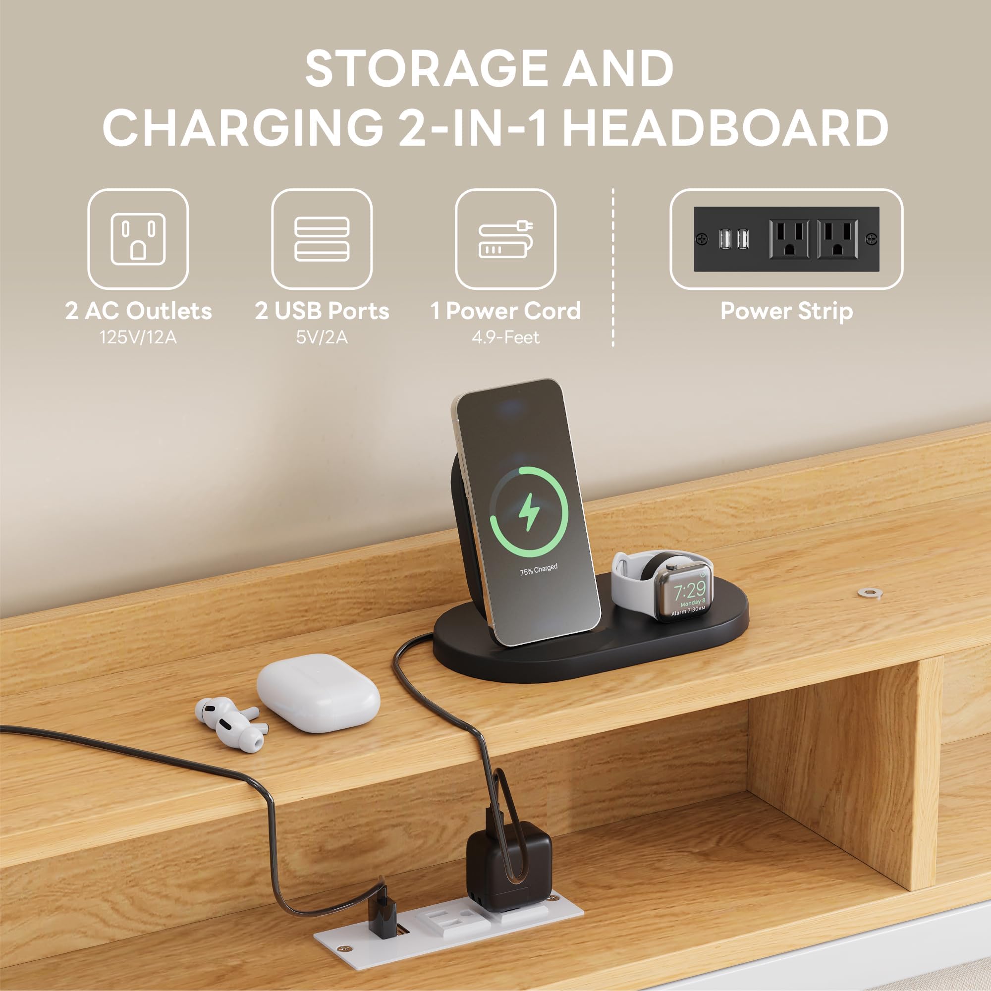 Twin Daybed with Trundle & Charging Station