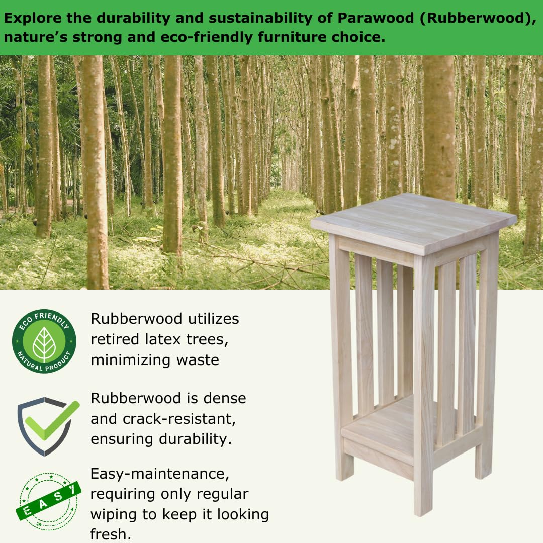 IC International Concepts Solid Wood Mission Plant Stand, Unfinished