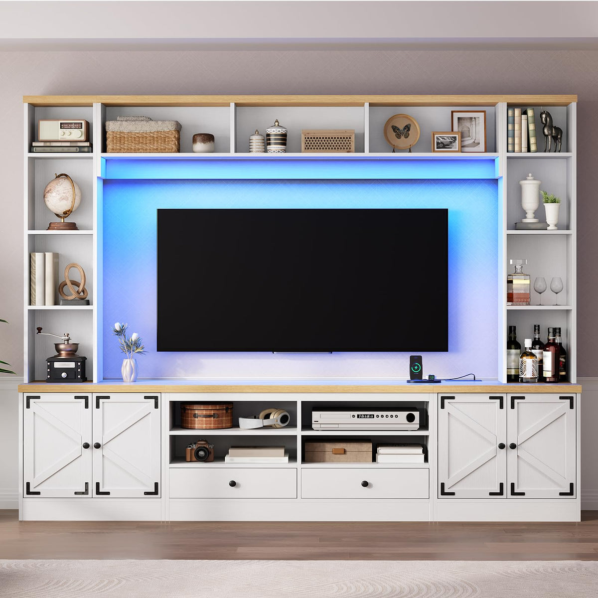 94.5" Wall Unit Entertainment Center, TV Console with LED Light