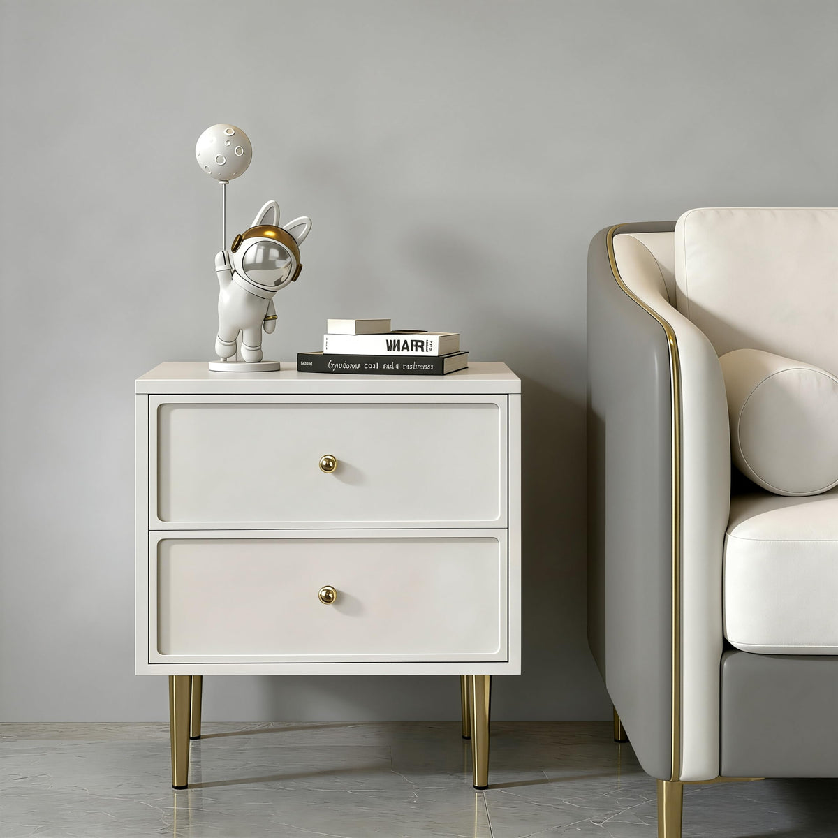 White 2-Drawer Nightstand